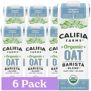 image:imageCalifia Farms  Organic Oat Barista Blend 32 oz Pack of 6 Shelf Stable Dairy Free Plant Based Vegan Non GMO Organic Milk Creamer Milk Frother OatmilkOat Barista  Organic