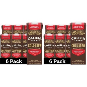 image:imageCalifia Farms  Pure Black Medium Roast Cold Brew Coffee 32 Oz Pack of 6 100 Arabica Shelf Stable Plant Based Vegan Gluten Free Non GMO Sugar Free Iced Coffee32 Fl Oz Pack of 12