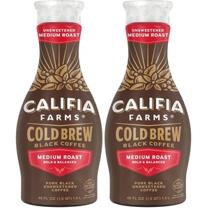 image:imageCalifia Farms  Pure Black Medium Roast Cold Brew Coffee 48 Oz 100 Arabica Plant Based Vegan Gluten Free Non GMO Sugar Free Iced Coffee48 Fl Oz Pack of 2