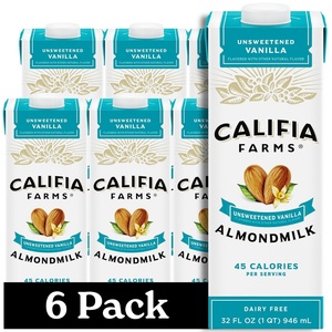 image:imageCalifia Farms  Unsweetened Almond Milk 32 Oz Pack of 6 Dairy Free Vegan Plant Based Keto Food Shelf Stable Vegan Gluten Free Non GMO Sugar Free High Calcium SmoothieVanilla