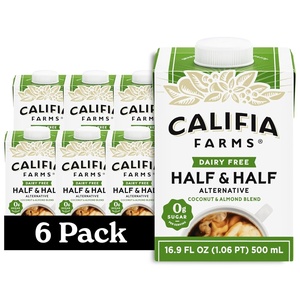 image:imageCalifia Farms  Unsweetened Better Half Half and Half Substitute 32 Oz Pack of 6 Almond Milk Coconut Cream Coffee Creamer Keto Shelf Stable Dairy Free Plant Based VeganUnsweetened