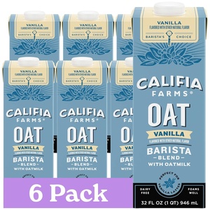 image:imageCalifia Farms  Vanilla Oat Barista Blend Oat Milk 32 Oz Pack of 6 Shelf Stable Dairy Free Plant Based Vegan Gluten Free Non GMO Milk Frother Creamer BlueVanilla
