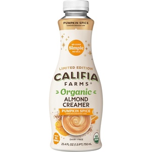 image:imageCalifia Farms  Organic Pumpkin Spice Almond Milk Coffee Creamer 254 Oz Dairy Free Plant Based Vegan Gluten Free Non GMO Almond Creamer Almond Milk USDA Organic