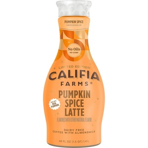 image:imageCalifia Farms  Pumpkin Spice Latte Cold Brew Coffee with Almond Milk 48 Oz 100 Arabica Dairy Free Plant Based Vegan Gluten Free Non GMO Iced Coffee